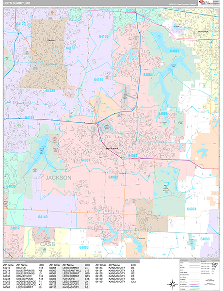 Lee's Summit, MO Zip Code Map